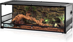 REPTI ZOO 67Gallon Reptile Large Terrarium Upgrade Glass Front Opening Tank Slid
