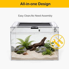 Reptile Tank 7 Piece Starter Kit with Escape Proof Locking Lid Small | All in On