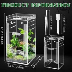 Mini Spider Enclosure, 3x3x6’’ Acrylic Terrarium with Ventilation Jumping Spi…
