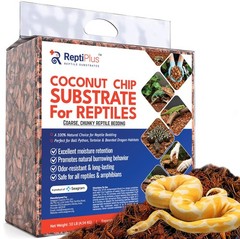 Coconut Chip Substrate for Reptiles by ReptiPlus – 10 LB Compressed Block Expand