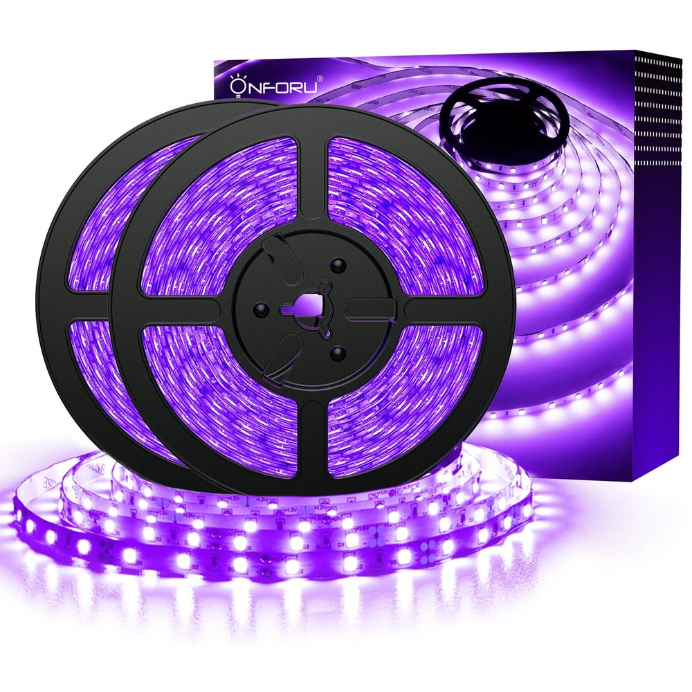 Onforu 32.8ft LED Black Light Strip Kit, 600 Units Lamp Beads, 12V 10M,