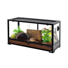 Large Reptile Tank 25 Gallon, 360°Full Vision Glass Reptile Terrarium with
