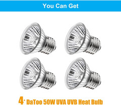 Reptile Heat Lamp Turtle Heating Light 4PCS 50W UVA UVB Heat Bulb Simulated Sunl