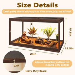 PROLEE Bearded Dragon Tank, Reptile Tank with Meatl Mesh 27 Gallons, Walnut