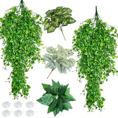 Hamiledyi Reptile Plants Tank Habitat Decorations Fake 5 PCS – Style 4, Green