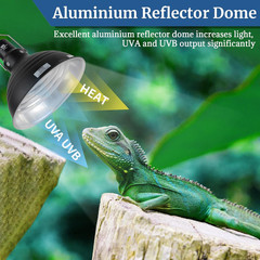 Reptile Light Fixture 8.1inch- Lightweight Aluminum Reflector Dome Reptile Light