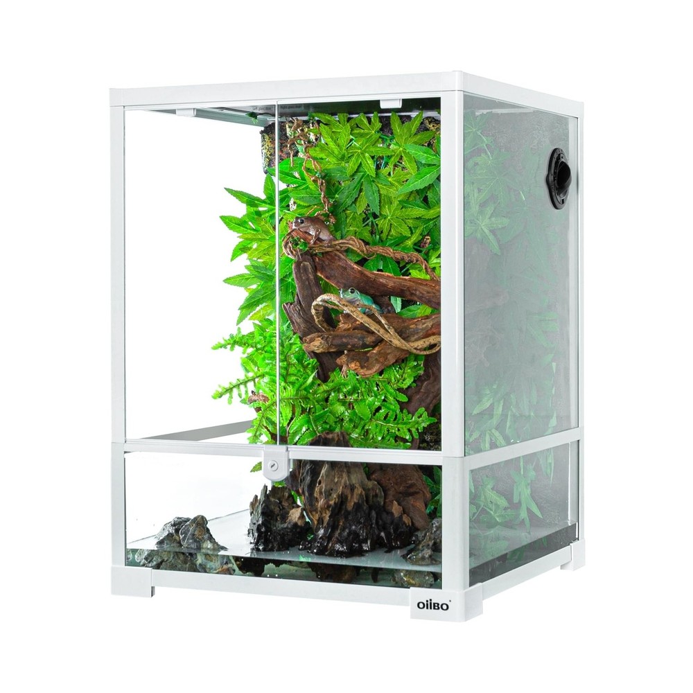 OIIBO 30 Gallon Reptile Tank 18″ x 18″ x 24″ Reptile Terrarium, Full View Gla…