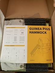 BESNEW 3 in 1 Enlarged Guinea Pig Hammock,Wooden Guinea Pig Hideout with Hous