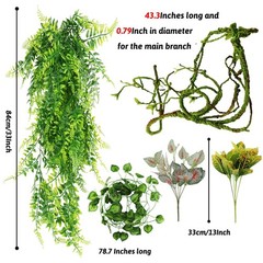 QUOZUO Reptile Plants, Terrarium Hanging Plant Vines Artificial Leaves Reptil…