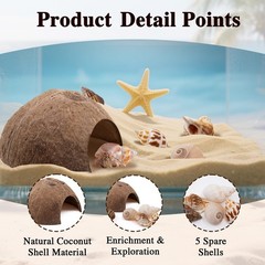 Hermit Crab Shells 1 Coconut Hut 5 PCS Seashell Accessories Habitat Decor