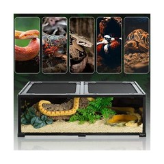 REPTIZOO 34 Gallon Glass Reptile Terrarium, 36″ x 18″x 12″ Wide & Low Reptile…