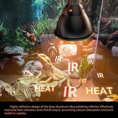 Reptile Light Fixture 7Inch Deep Dome 3/6/12 Timer Infrared Heat Lamp Max 150W