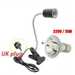 50W/75W Reptile Heating Light Bulb Tortoise Turtle Clip Holder UV Basking Lamp