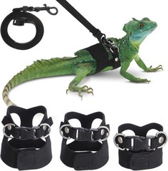 3 Pack Bearded Dragon Harness and Leash Set, Adjustable Nylon Bearded Dragon Acc