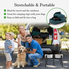 Adjustable Dog Bowl Stand Large Medium Breeds 11 Inch Tall 2in1 Design