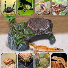 Resin Reptile Hide Cave,Leopard Gecko Cave Hideout Reptiles Habitat Tree Stump