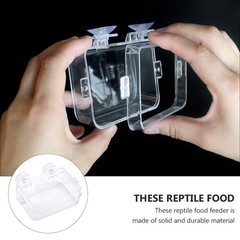 2pcs Reptile Water Dish Transparent Basin Lizard Feeder Anti-Escape Feeding Bowl