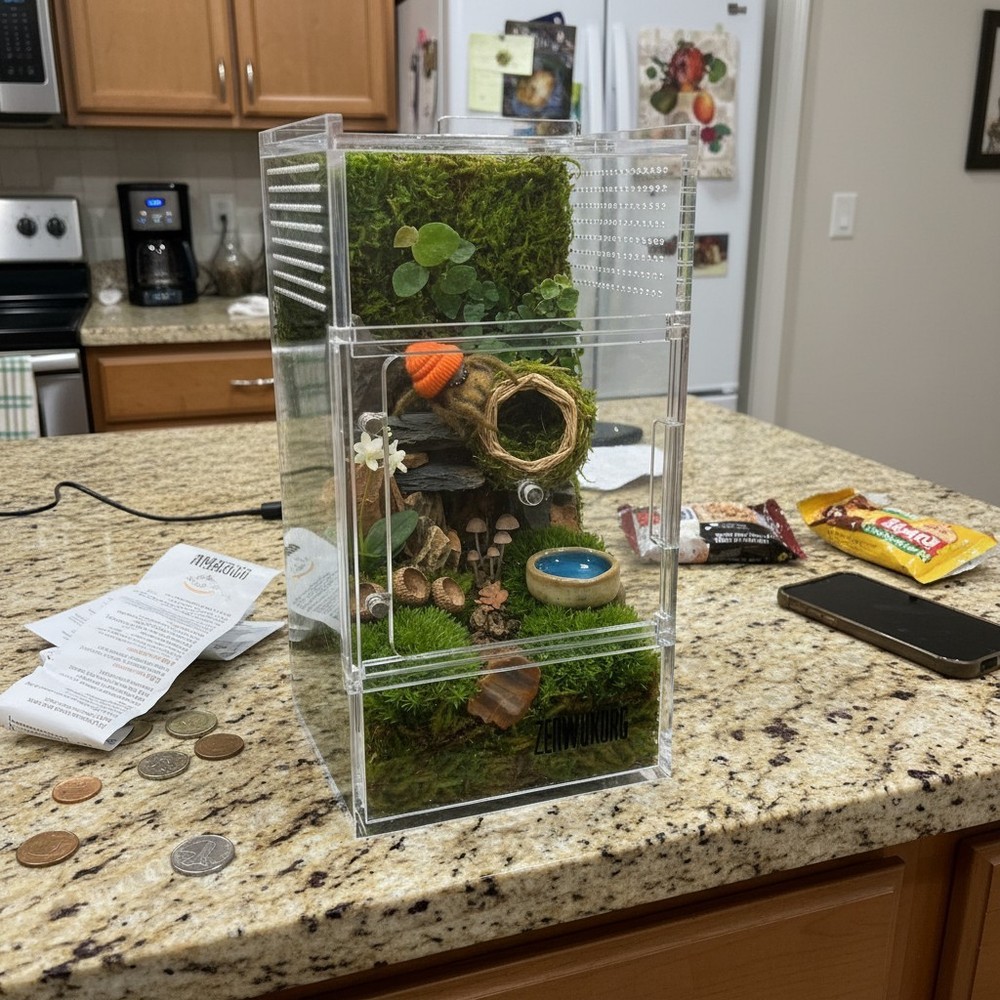 Acrylic Jumping Spider Enclosure 3x3x6 Inch – Safe Habitat with Magnetic Doors