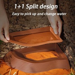 3PCS Tortoise Water Bowls with Ramp – Reptile Food & Bathing Dish for Gecko, Tur