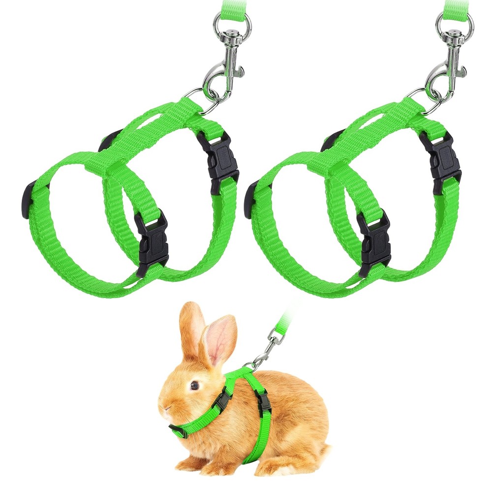 Rabbit Harness and Leash, Small Animal Harness( 2Pcs, Grass Green)