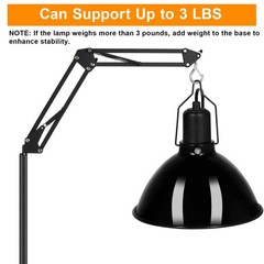 Reptile Lamp Stand with Adjustable Swing Arm for Bearded Dragons, Turtles,