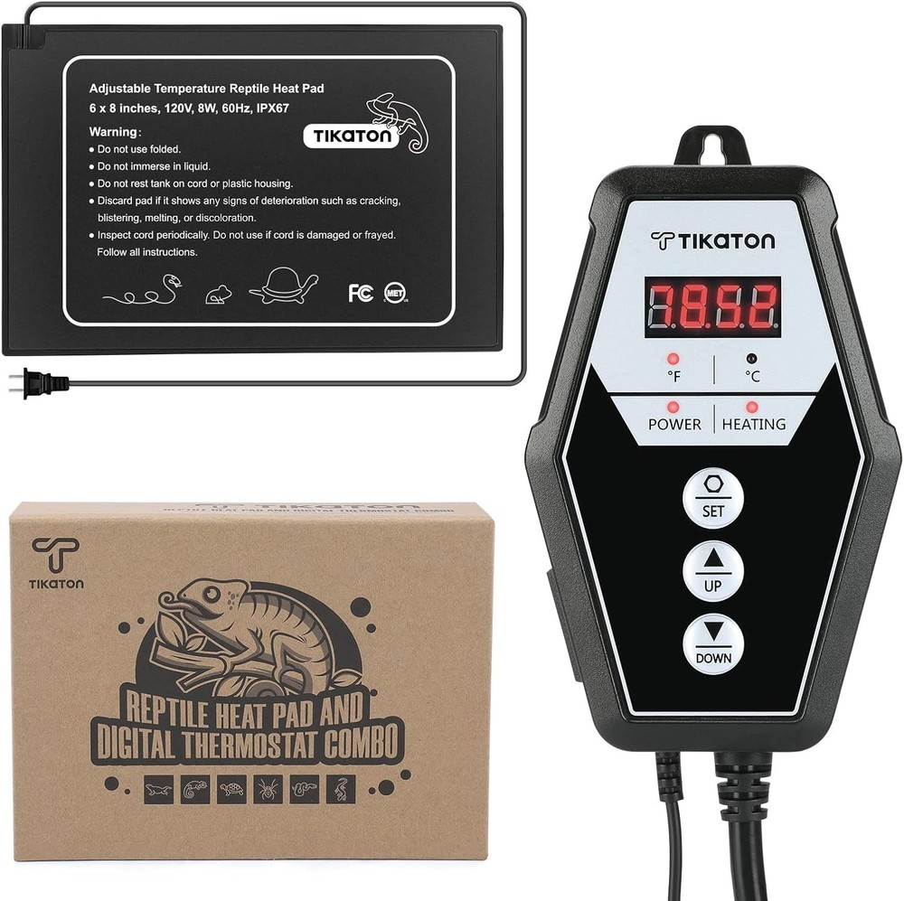 Digital Thermostat & Reptile Heating Pad for Tanks – Versatile 10-40gal Use
