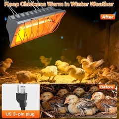300W Chicken Coop Heating Lamp – Adjustable Temp & Height, UL Listed, 6.23ft Cor