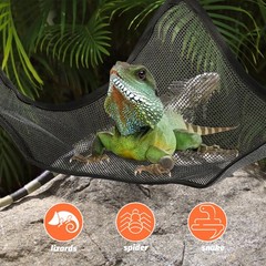 2Pcs Reusable Black Mesh Lizard Hammock Pet Swing Toy for Reptile Pets
