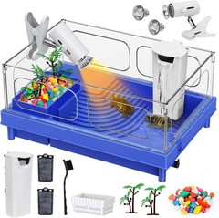 Turtle Tank Kit with Light & Filter, 10 Gallon Aquarium, Easy to Install & Clean