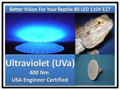 DocBrown Lizard Dragon Snake Reptile 80LED UV UVa Light Bulb 110V E27 USA Cert