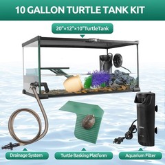 Oiibo Glass Turtle Tank Kit, 10 Gallon 20″ x 12″ x 10″ Turtle Tank Starter Ki…