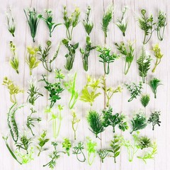 Aquarium Plant 50 Piece Plastic Green White Artificial Fish Tank Decor Washable