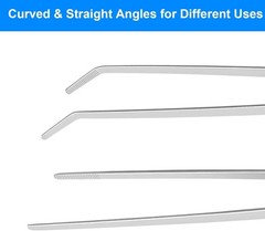 2 Pcs Reptile Feeding Tongs, 10.6IN Straight & Curved Extra Long Tweezers, S…