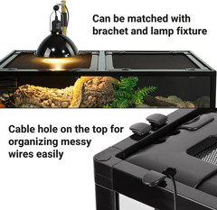 REPTIZOO 34 Gallon Glass Reptile Terrarium for Snakes, Geckos & More