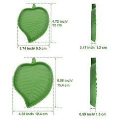 2 Pcs Green Leaf Reptile Food Water Bowl Plates