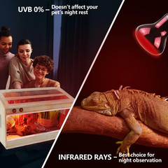 Infrared Heat Lamp 50W 2 Pack，Reptile & Amphibian Basking Spot Light Bulbs, Red