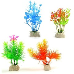 COMSUN 10 Pack Artificial Aquarium Plants, Small Size 4 to 4.5 inch Approxima…