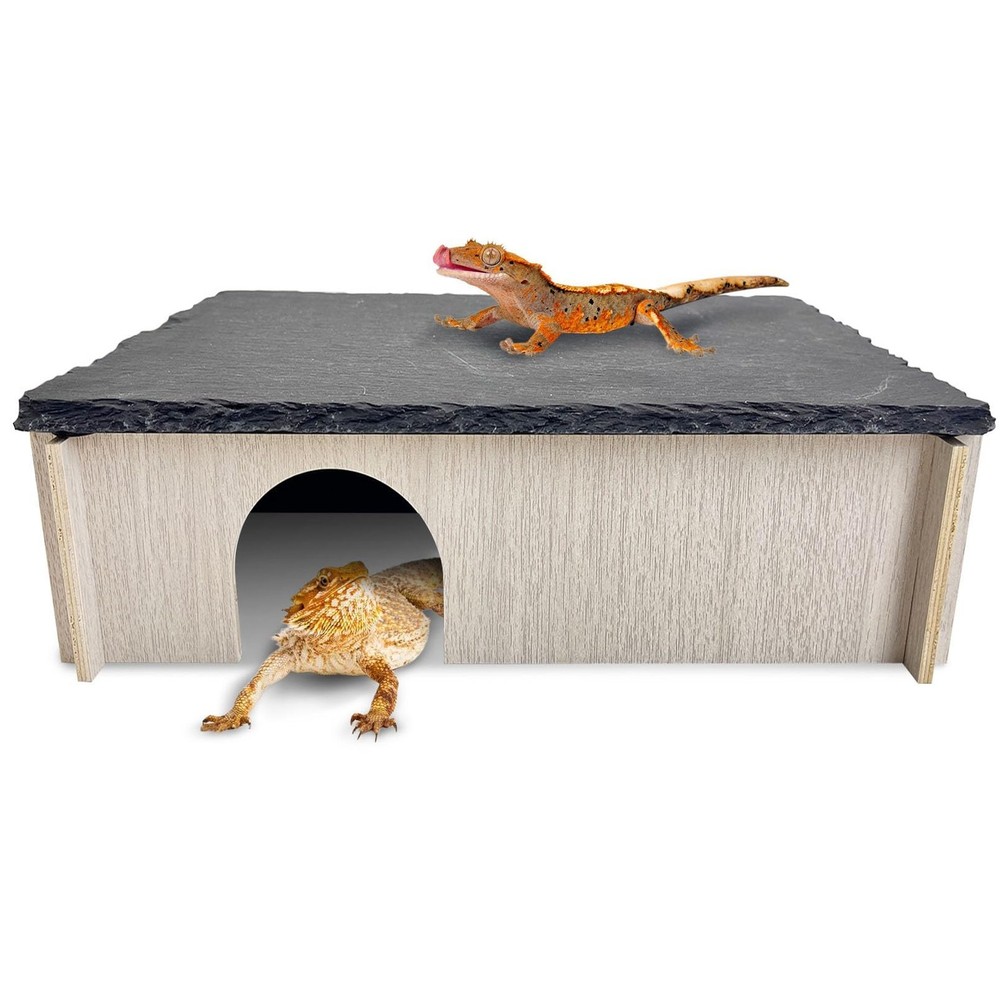 PINVNBY Large Bearded Dragon Basking Platform, Wooden Snake Hide, Ball Python…