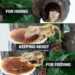 Reptile Hide – Multifunctional Hides with Suction Cup, Resin Caves for Gecko,…