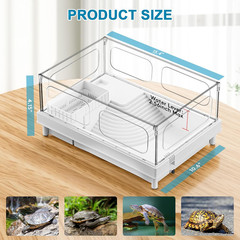 Small Turtle Tank Kit with Light and Filter for Baby Turtles | White Clear-Panel