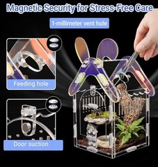 Acrylic Jumping Spider Enclosure with Magnetic Lock 3mm Clear Terrarium Habitat