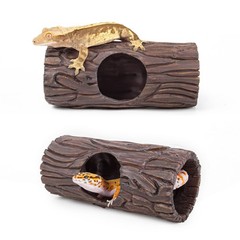 REPTIZOO Reptile Hide Cave Resin Hollow Tree Trunk Hideout Hermit Crab BROWN