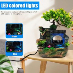 Tabletop Waterfall Fountain – 11 in Rockery Humidifier with Color-Changing LE…