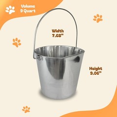 9 Quart Heavy Duty Stainless Steel Flat Side Bucket | Durable Food & Water Pa…