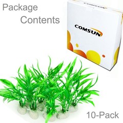 COMSUN 10 Pack Artificial Aquarium Plants, Small Size 4 inch Approximate Heig…