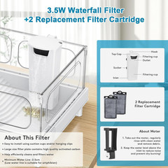 Small Turtle Tank Kit with Light and Filter for Baby Turtles | White Clear-Panel
