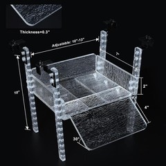 Adjustable Turtle Basking Platform 10 to 13 Inches Acrylic Transparent Design