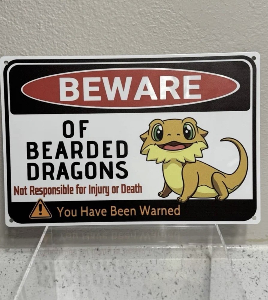 Beware Of Bearded Dragon Sign Reptile Dragons Tank Accessories Bearded Dragon…