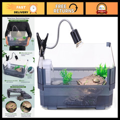 Small Turtle Tank Kit – Complete Habitat with Filter, UVB Lamp, Basking Platform