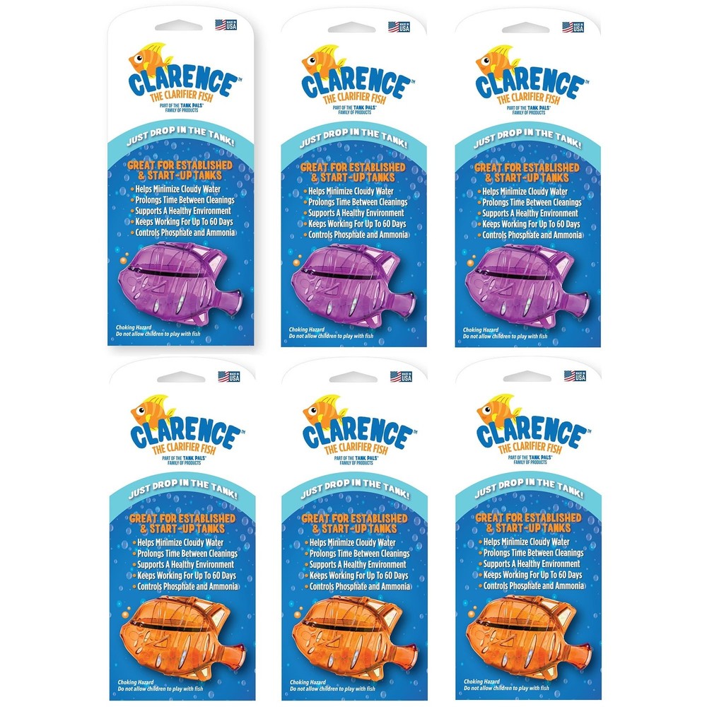 Tank Pals Clarence the Clarifier Fish 6 pk, PurpleOrange Aquarium Treatment…